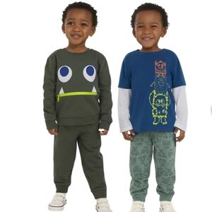 Koala Boys Kids 4-piece Set Sweater Top Pants Monster Jogger Tee Long 3T 18 M